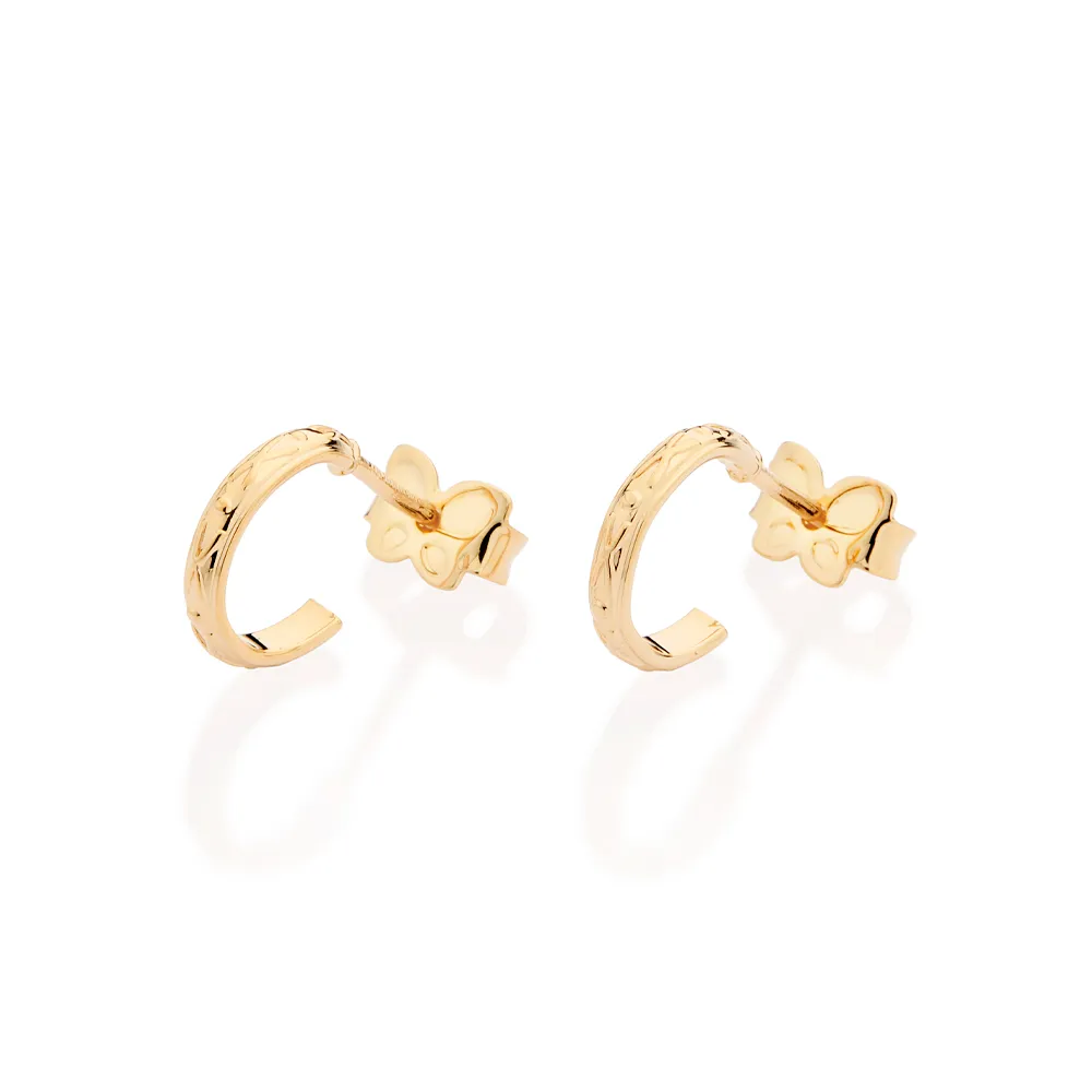 Brinco Meia Argola Pequena Rommanel Banhada A Ouro 18k 527212
