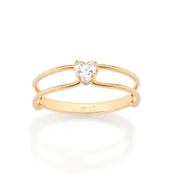 Anel Aro Duplo Rommanel Banhado A Ouro 18k Com Zircônia Coração 5136311406