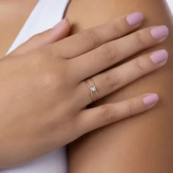 Anel Aro Duplo Rommanel Banhado A Ouro 18k Com Zircônia Coração 5136311406