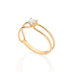 Anel Aro Duplo Rommanel Banhado A Ouro 18k Com Zircônia Coração 5136311406