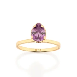 Anel Solitário Gota Rommanel Banhado A Ouro 18k Com Zircônia 5136121485