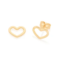 Brinco Coração Rommanel Vazado Banhado A Ouro 18k 526499