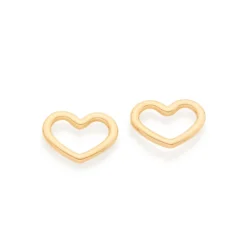 Brinco Coração Rommanel Vazado Banhado A Ouro 18k 526499