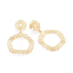Maxi Brinco Pêndulo Ondulado Rommanel Banhado A Ouro 18k 5275520000