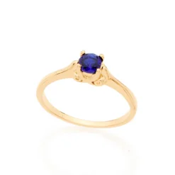 Anel Solitário Rommanel Banhado A Ouro 18k Com Cristal Azul 5125761404