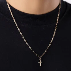 Pingente Cruz Texturizado Rommanel Banhado A Ouro 18k 543019