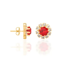 Brinco Flor Rommanel Banhado A Ouro 18k Com Cristais 5234850011