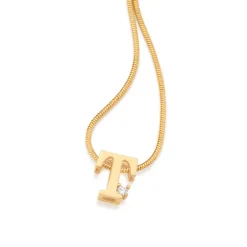Pingente Letra T Rommanel Banhado A Ouro 18k Com Zircônia 5424790063