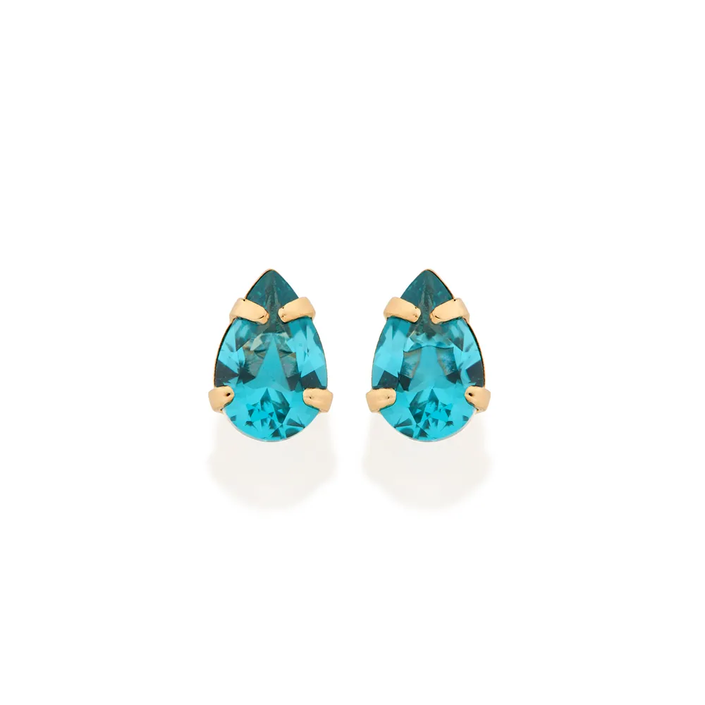 Brinco Gota Rommanel Ana Hickmann Azure Amore Banhado A Ouro 18k Zircônias